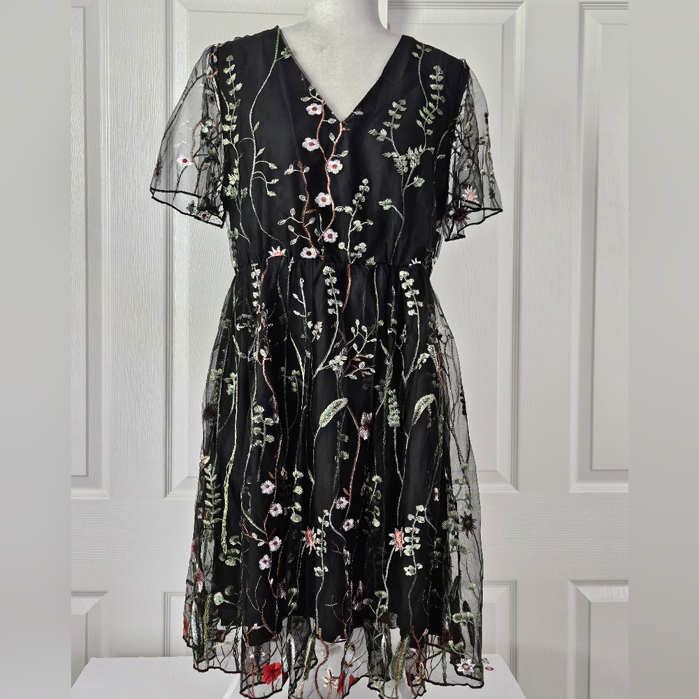 BloomChic Embroidered Midi Dress